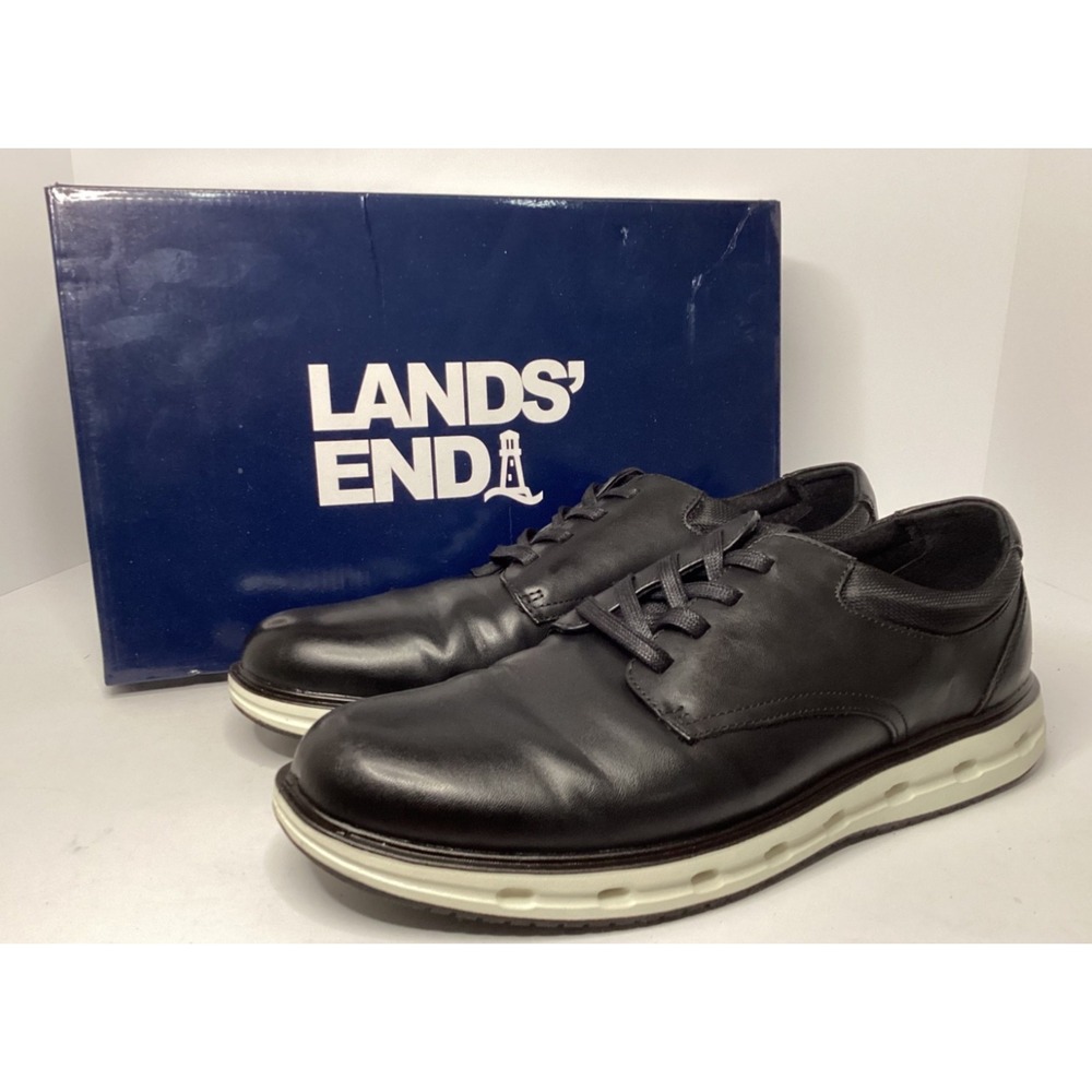 Land's End Men's Sport Oxford Size 12 Black White Worn